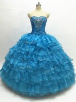 Teal Sweetheart Lace Up Beading and Ruffles Quinceanera Dresses Sleeveless(SKU SWQD194BIZ)