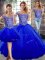 Floor Length Three Pieces Sleeveless Royal Blue Quinceanera Dresses Lace Up