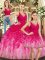 Sleeveless Tulle Floor Length Backless 15 Quinceanera Dress in Multi-color with Ruffles