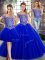 Modern Royal Blue Lace Up Off The Shoulder Beading Sweet 16 Dress Tulle Sleeveless