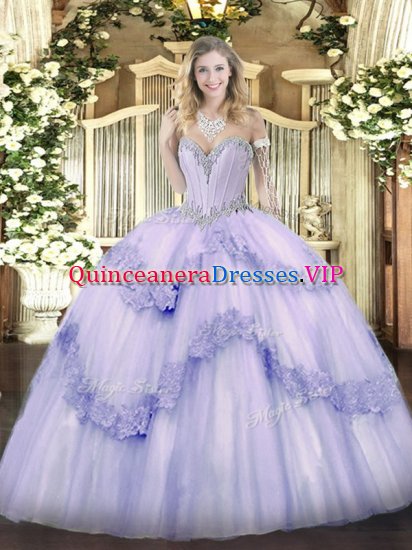 Attractive Floor Length Lavender Quinceanera Gowns Sweetheart Sleeveless Lace Up - Click Image to Close