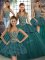 Most Popular Green Ball Gowns Tulle Straps Sleeveless Beading and Appliques Floor Length Lace Up Sweet 16 Dresses