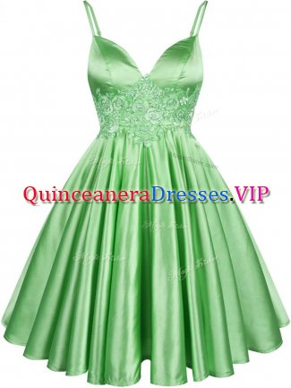 Lace Quinceanera Court Dresses Green Lace Up Sleeveless Knee Length