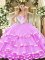 Fancy Floor Length Lilac Sweet 16 Quinceanera Dress Organza Sleeveless Beading and Ruffled Layers