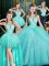 On Sale Floor Length Ball Gowns Sleeveless Aqua Blue Sweet 16 Quinceanera Dress Lace Up