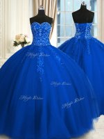 Sleeveless Lace Up Floor Length Appliques and Embroidery Quinceanera Gowns