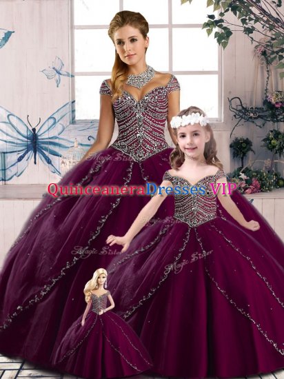 Best Quinceanera Gown Purple for Sweet 16 and Quinceanera with Beading Brush Train - Click Image to Close