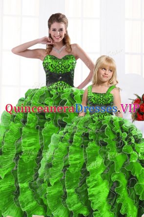 Sleeveless Organza Lace Up Sweet 16 Dress for Military Ball and Sweet 16 and Quinceanera