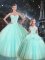 Perfect Turquoise Lace Up Sweetheart Beading Ball Gown Prom Dress Tulle Sleeveless