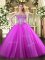 Affordable Floor Length Fuchsia Quinceanera Gown Sweetheart Sleeveless Lace Up