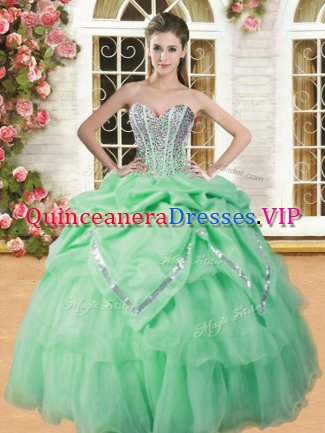 Sleeveless Lace Up Floor Length Beading and Pick Ups Quinceanera Gown