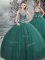 Hot Sale Floor Length Ball Gowns Sleeveless Dark Green Quinceanera Gowns Lace Up