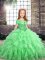 On Sale Lace Up Little Girls Pageant Dress Wholesale Beading and Ruffles Sleeveless Floor Length