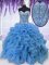 Beauteous Baby Blue Lace Up Quinceanera Gown Beading and Ruffles Sleeveless Floor Length