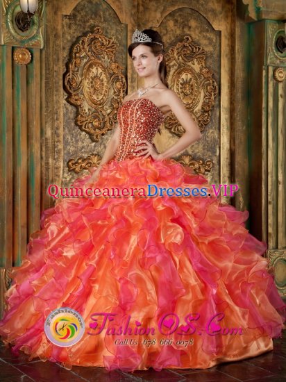 The Brand New Style Beading and Ruffles Decorate Bodice Multi-Color Quinceanera Dress For Winter Strapless The Brand New Style Organza Ball Gown In Kingman Arizona/AZ - Click Image to Close