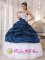 Ludlow Vermont/VT White and Navy Blue Taffeta and Organza Embroidery Decorate Bust Ball Gown Floor-length Quinceanera Dress For