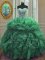 Hot Sale Green Quinceanera Dress Military Ball and Sweet 16 and Quinceanera with Beading and Ruffles Sweetheart Sleeveless Lace Up