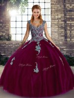 Floor Length Ball Gowns Sleeveless Fuchsia Sweet 16 Dress Lace Up