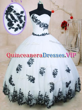 Vintage White Organza Lace Up Quinceanera Dresses Sleeveless Floor Length Appliques