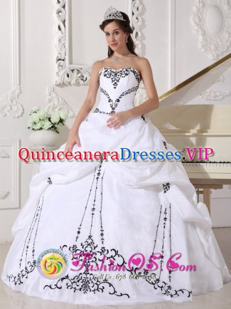 Orofino Idaho/ID Embroidery Over Skirt and Pick-ups For Quinceaners Dress With Sweetheart Gown