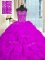 Deluxe Purple Ball Gowns Organza Sweetheart Sleeveless Beading and Ruffles With Train Lace Up 15 Quinceanera Dress Brush Train