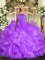 Modern Lavender Strapless Neckline Ruffles Sweet 16 Quinceanera Dress Sleeveless Lace Up