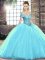 Trendy Aqua Blue Off The Shoulder Neckline Beading Sweet 16 Quinceanera Dress Sleeveless Lace Up