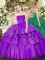 Eggplant Purple Sleeveless Ruffled Layers Floor Length Quinceanera Dresses