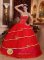 Sulphur Oklahoma/OK Stylish Red Ruffles Layered Sweetheart Ball Gown Quinceanera Dress With Satin and Tulle Beading Decorate