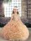 Modern Floor Length Ball Gowns Sleeveless Peach Little Girls Pageant Dress Lace Up