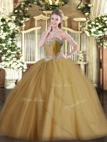 Champagne Sleeveless Beading Lace Up Sweet 16 Quinceanera Dress