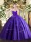 Floor Length Purple Quinceanera Gowns Sweetheart Sleeveless Lace Up