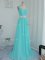 Classical Scoop Sleeveless Chiffon Dama Dress for Quinceanera Beading and Lace Sweep Train Side Zipper