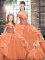 Flare Floor Length Ball Gowns Sleeveless Orange Quince Ball Gowns Lace Up