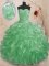 Ball Gowns Quinceanera Dresses Green Sweetheart Organza Sleeveless Floor Length Lace Up