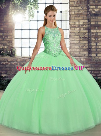 Green Sleeveless Embroidery Floor Length Ball Gown Prom Dress - Click Image to Close