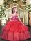 Sleeveless Lace Up Floor Length Beading and Ruffled Layers Pageant Dress