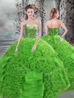 Luxury Green Sleeveless Beading and Ruffles Floor Length 15 Quinceanera Dress(SKU PSSW0732MTBIZ)