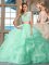 Floor Length Apple Green Quinceanera Dress Bateau Cap Sleeves Zipper