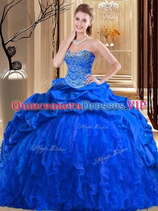 Sleeveless Brush Train Beading and Ruffles Lace Up 15 Quinceanera Dress