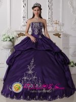 Peterlee Durham Taffeta With Embroidery Elegant Purple Remarkable Quinceanera Dress For Strapless Ball Gown