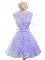 Best Selling Lavender Sleeveless Belt Knee Length Damas Dress