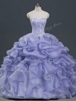 High Quality Lavender Sleeveless Floor Length Beading and Ruffles and Pick Ups Lace Up Quinceanera Dress(SKU SWQD201-5BIZ)