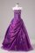 Colorful Purple Sleeveless Floor Length Embroidery Zipper Quinceanera Dresses