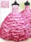 Suitable Pick Ups Strapless Sleeveless Brush Train Lace Up Quinceanera Dress Hot Pink Taffeta