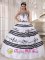 Pohjankuru Finland White and Black Quinceanera Dress With Sweetheart Neckline Embroidery Decorate floor length ball gown