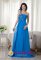 Fashionable Blue Empire One Shoulder Brush Train Chiffon Appliques Honaunau Hawaii/HI Quinceanera Dama Dress