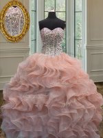 Glamorous Sleeveless Beading and Ruffles Lace Up 15 Quinceanera Dress