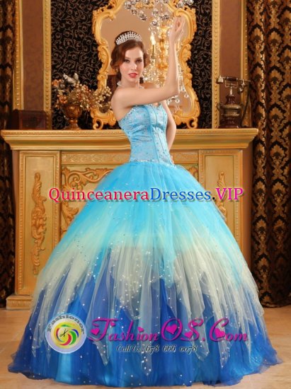 LeesvilleLouisiana/LA Gorgeous Multi-color Blue Quinceanera Dress with Sweetheart Neckline and Beading Decorate - Click Image to Close