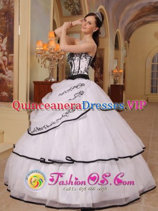 Customize White Appliques Decorate Bust Sweet 16 Dress With Organza In South Carolina in Portage Indiana/IN